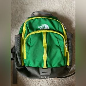 Toddler sized The North Face Backpack | Green Yellow 12-13 inches